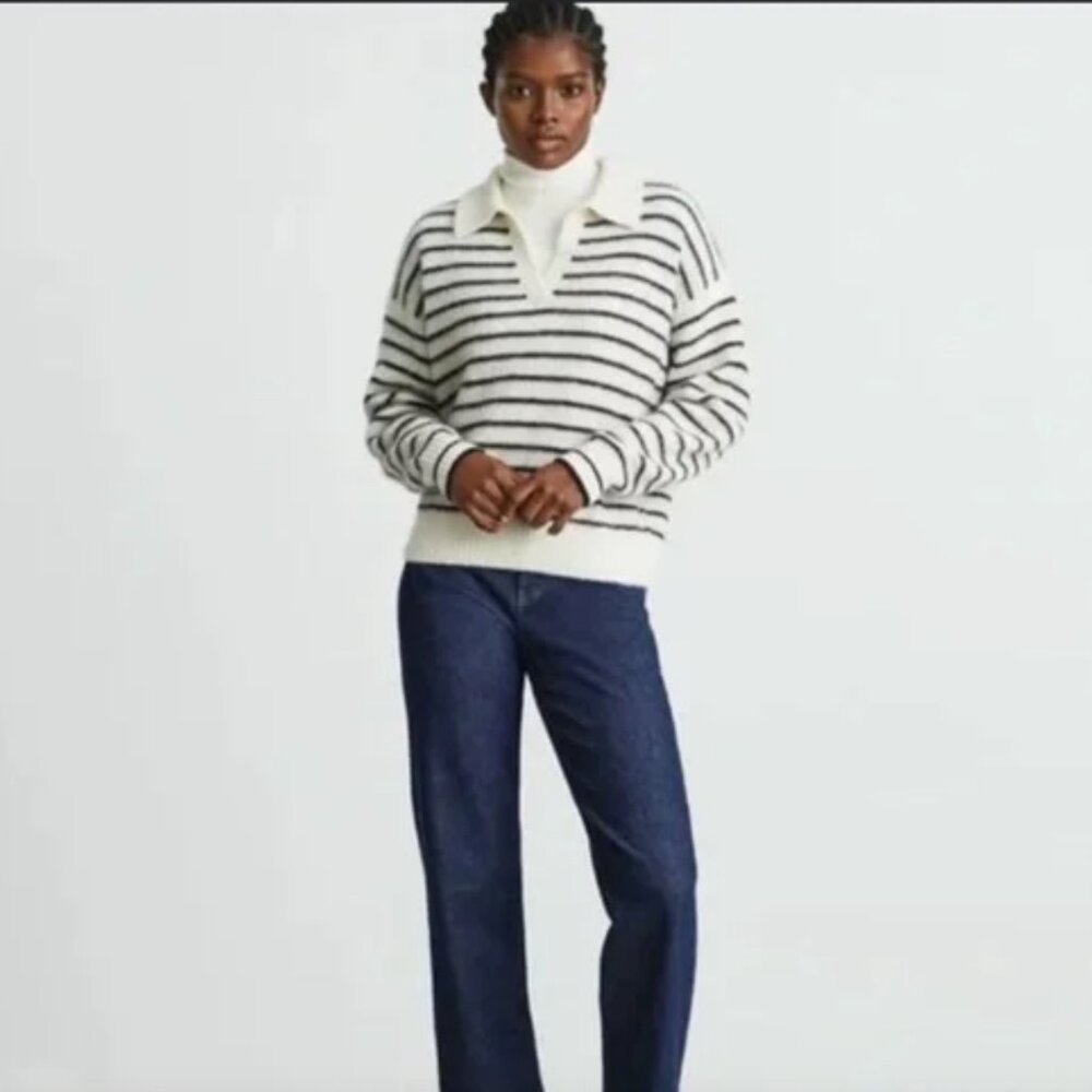 Everlane Alpaca Waffle-Stitch Polo XXS